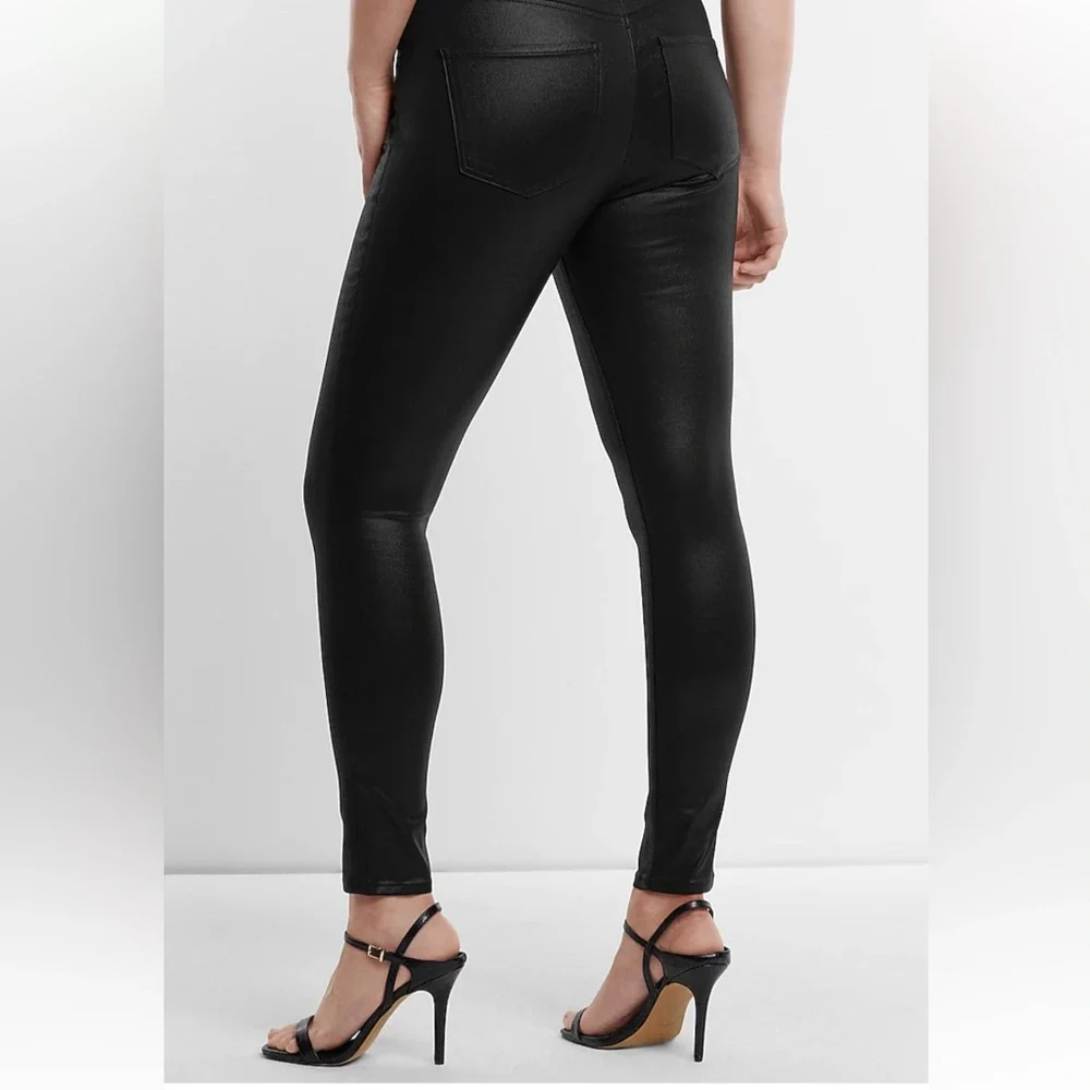 black coated faux leather pants - Picture 2 of 7